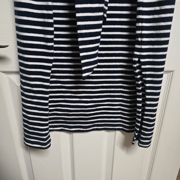 Anne Taylor The Loft Size XL Navy Blue White Striped Front Tie Dress Worn Once - Picture 7 of 12